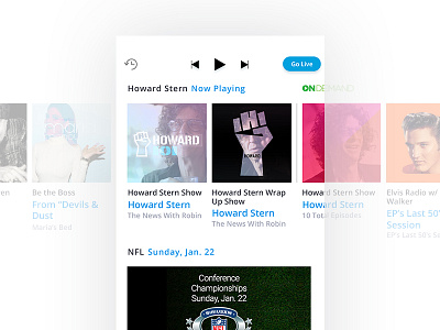 Media Player app howard stern media player mobile music radio ui