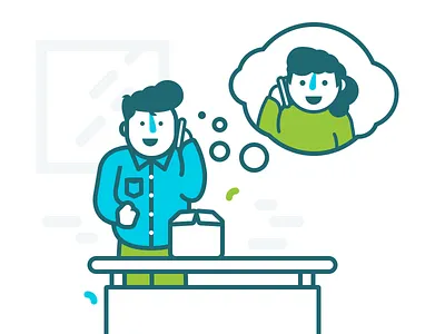 Unused Illustration box bubble call design illustration man phone solid talk thumbs up web woman