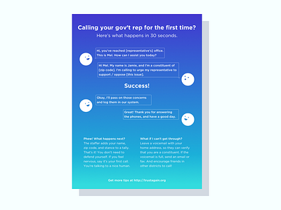 Flyer - how to make your first political phone call (in the US) blue flyer government gradient infographic politics