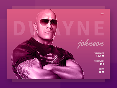 Daily UI 006 - User Profile challenge daily ui 006 dwayne johnson editing flat followers illustrator minimal modern photoshop the rock user profile