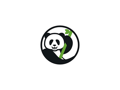 Panda bear black green illustration logo panda