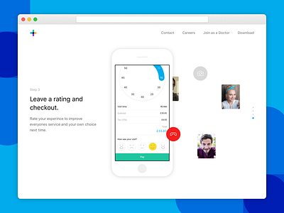 Checkout Section app doctor elements facetime floating landing minimal page simple