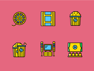 Movie Icons (Yellow Style) │ movie movies popcorn theatre yellow yellow icons