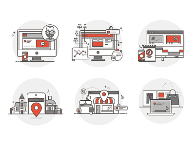 six illustrations icons illustration line