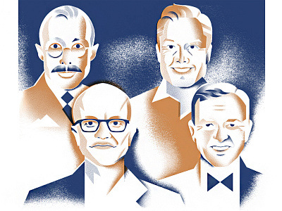 Movers and Shakers editorial illustration elon musk face faces grain illustration magazine portrait portraits