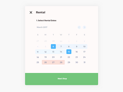 Date Picker app calendar date rental ui