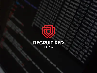 Recruit Red Team brand identity cyber flow lines logo logomark red shield simple solid team visual identity