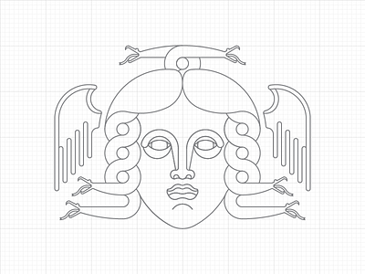 Gorgon WIP circles drawing geometric gorgon line art lines logo outline