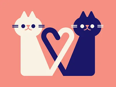Kitties cats cute heart illustration kitten love valentine vector