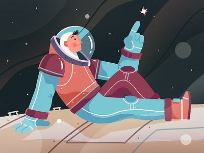 Spaceman 2d illustration astronaut character design space spaceman start