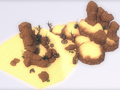 Desert Scene Diorama 3d design diorama enviromental art game design handpainted