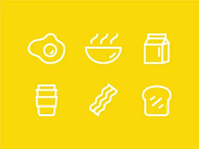 It's time for breakfast! bacon breakfast coffee egg icons illustration milk toast vector
