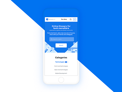 Glossarytech mobile dictionary glossary glossarytech mobile online onlineglossary starup ui uiux ux webdesign website