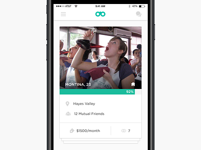 Seek - Find the perfect roommate card design development mobile swiping ui ux