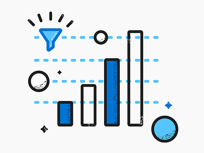 Product Illustration, Analytics analytics branding data funnel graph party science splash texture