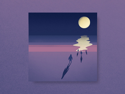 Work in Progress beach illustration moon shadows vector