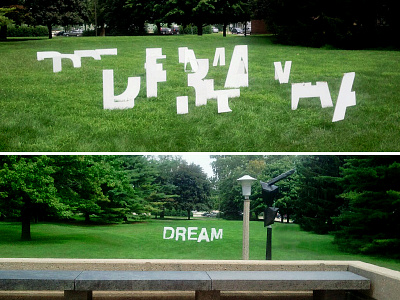 Anamorphic Typography Installation 3d type anamorphic typography dream typography typography installation