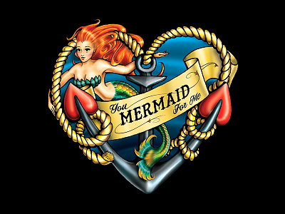 Mermaid & Anchor anchor love mermaid nautical oldschool photoshop rope sea tattoo valentines