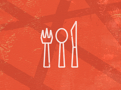 Missions Infographic Icons - 4 fork icon iconography knife line art orange rough silverware spoon texture
