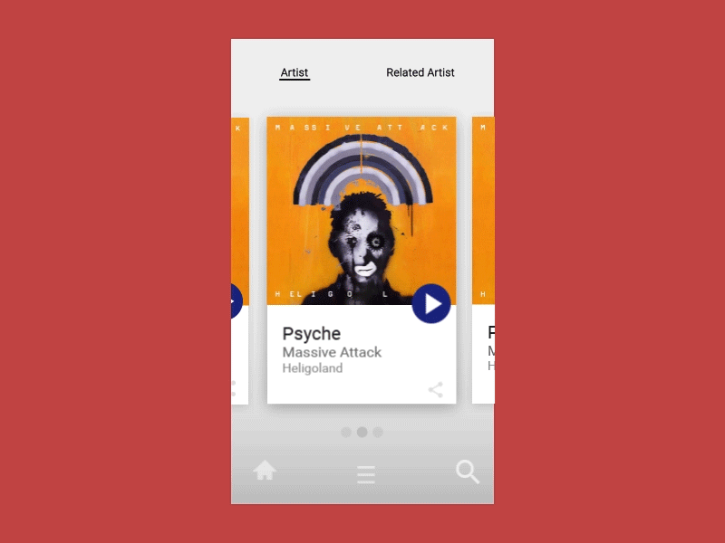 Music App Player interface massive attack motion interface music app ui