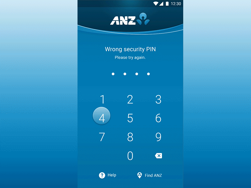 — Wrong PIN app bank design error finance interaction keypad login mobile motion pin wrong