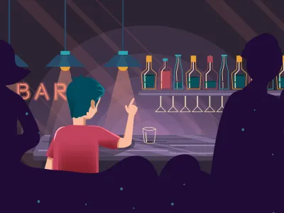 Ordering A Drink bar bottles color drink drinks illustration night out vector