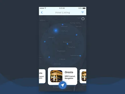 Map Listing hotel ios map mobile app ui design