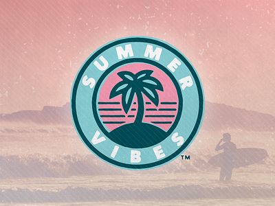 Summer Vibes Logo badge beach cali california icon logo monoline palm seal summer tree tropical