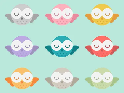 Flying Owls cute flying kawaii owl