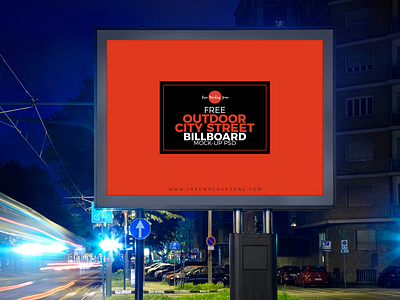 Free Outdoor City Street Billboard Mock-up For Advertisement billboard mock up