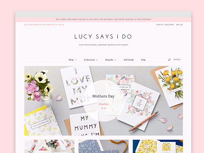 Lucy Says I Do Homepage bespoke cards floral homepage pink print stationery website wedding