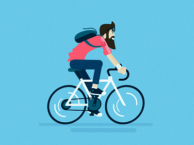 Cyclist3 2d animation beard bike cycle cyclist flat hipster illustration skyline