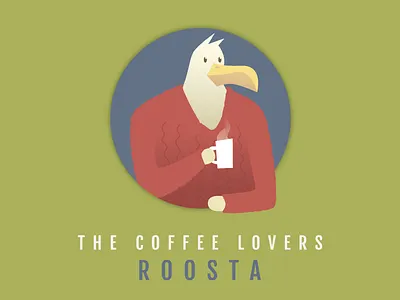 ROOSTA beak bird caffeine character design chicken circle coffee cup feather hot mug rooster round sweater