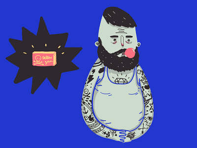 tattoo gum doodle drawing gum illustration tattoo tattood man