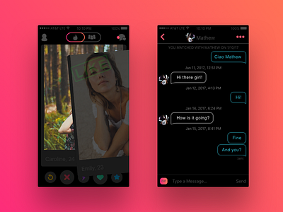 Incognito Tinder interface mobile tinder ui ux