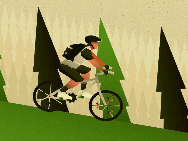 Off road biking bike bmx cycling forrest illustration motion graphics off road trees