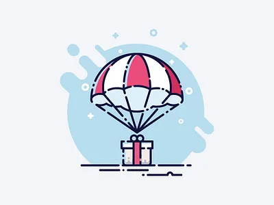 Parachute flat gift icon illustration parachute