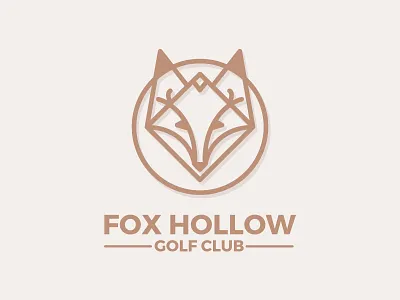 Fox Hollow Golf Club Logo desaturated flat fox golf illustration logo monoline