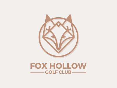 Fox Hollow Golf Club Logo desaturated flat fox golf illustration logo monoline