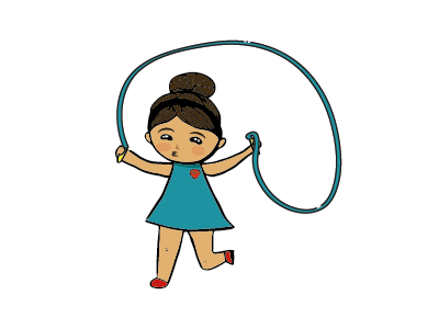 Miss Chow skips-a-beat fitness freehand girl illustration joy relax ruby skipping rope