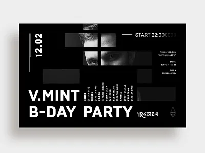 V.Mint B-Day Party black font graphic music poster typography white