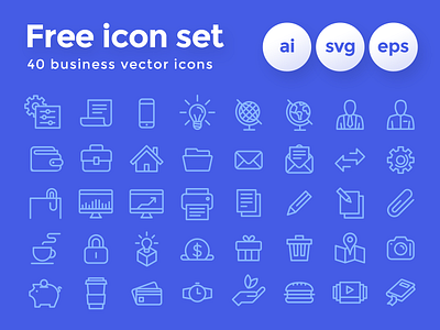 • Freebie • Business Icon Set ai eps free freebie icon set icons outline svg ui vector