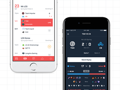 Blitz: Match app calendar clean esports gaming ios media mobile schedule stats ui