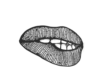 Lipallism biting drawing handmade lip pointillism sketch