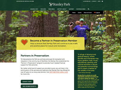 Stanley Park Support park website design