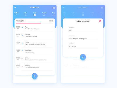 Schedule app gradient learning practice timetable ui work