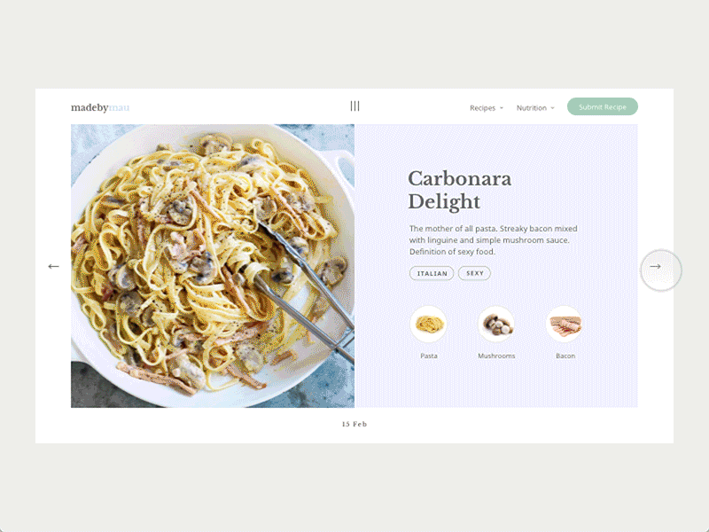 Madebymau Website - 9 Days of UI #3 animation cooking gif recipes ui website