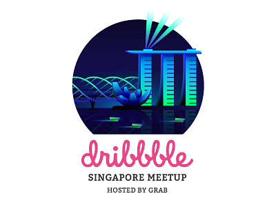 Singapore Design Meetup at Grab city dribbble gradient illustration marinabay meetup neon night singapore skyline