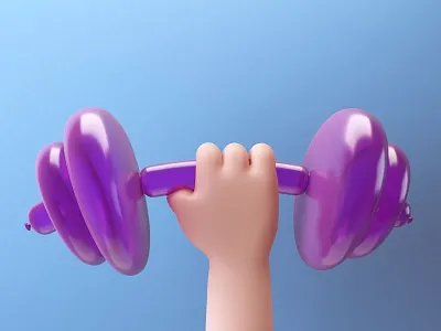 Pumping 3d balloon c4d dumbbel exercise fitness illustration pumping weights
