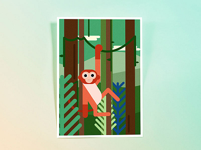 Mr Monkey cute flat green jungle monkey vector